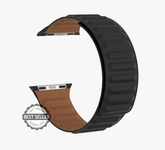BLACK LEATHER LINK BLUE ROUND
