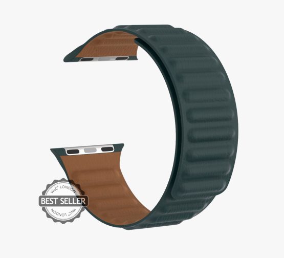 GREEN LEATHER LINK BLUE ROUND