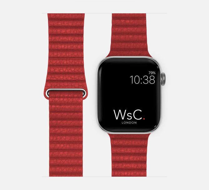 Red Leather Loop Apple Watch Strap