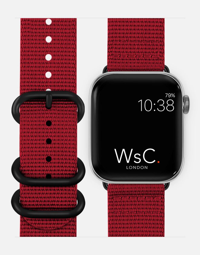 NATO Apple Watch Strap Deep Red