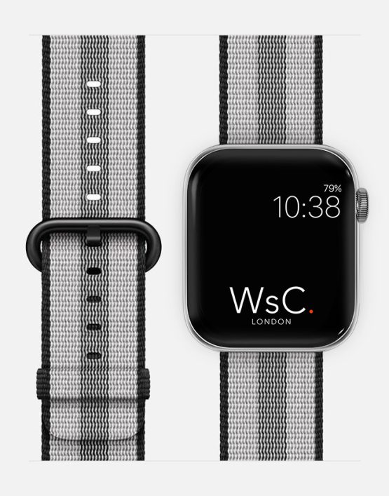 Woven Nylon With Face Black and Grey Stripe
