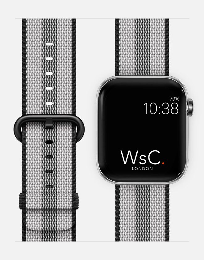 Woven Nylon With Face Black and Grey Stripe